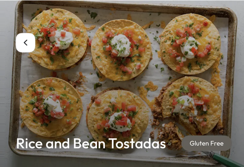 Rice and bean tostadas from the Cal360 gluten free meal plan