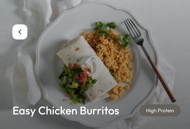 Easy chicken burritos from the Cal360 high protein meal plan