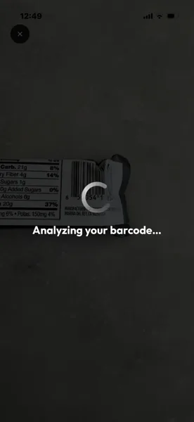Cal360 barcode scan showing nutrition facts and macros for a packaged food