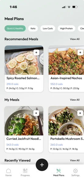 Cal360 weekly meal plans screen with diet filters